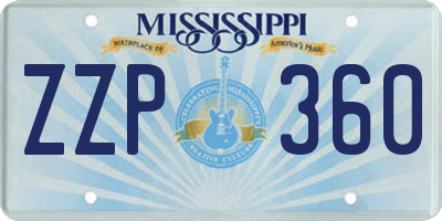 MS license plate ZZP360