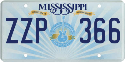 MS license plate ZZP366