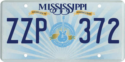 MS license plate ZZP372