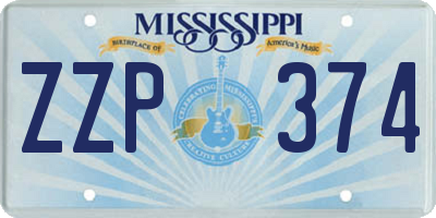 MS license plate ZZP374