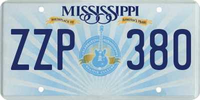 MS license plate ZZP380