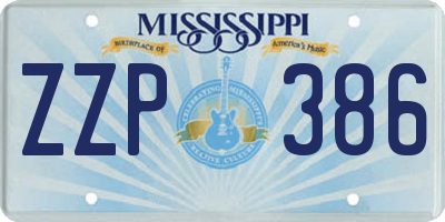MS license plate ZZP386