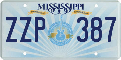 MS license plate ZZP387