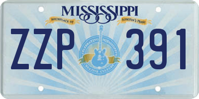 MS license plate ZZP391