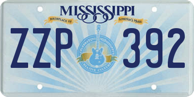 MS license plate ZZP392