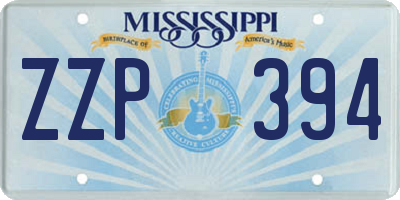 MS license plate ZZP394