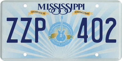 MS license plate ZZP402