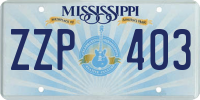 MS license plate ZZP403