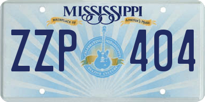 MS license plate ZZP404