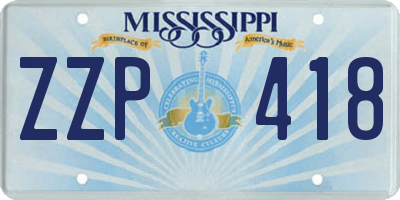 MS license plate ZZP418