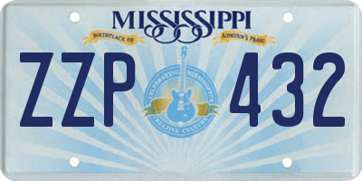 MS license plate ZZP432