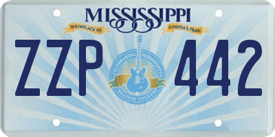 MS license plate ZZP442