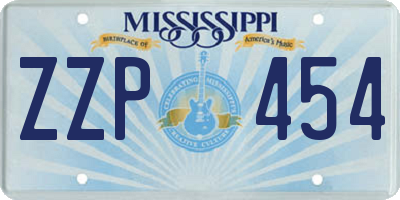 MS license plate ZZP454