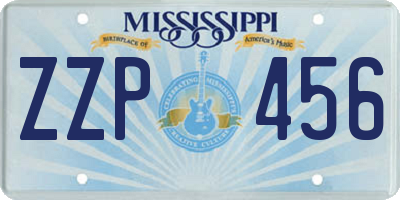 MS license plate ZZP456