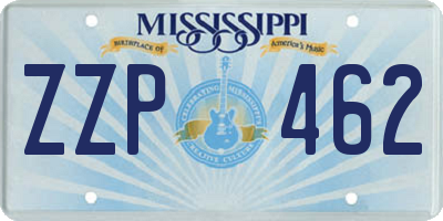 MS license plate ZZP462