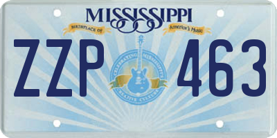 MS license plate ZZP463