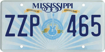 MS license plate ZZP465