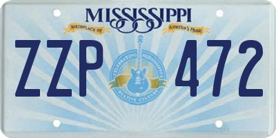 MS license plate ZZP472
