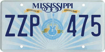 MS license plate ZZP475