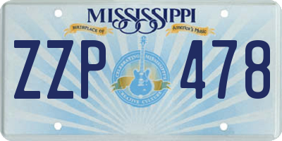 MS license plate ZZP478