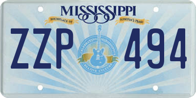 MS license plate ZZP494