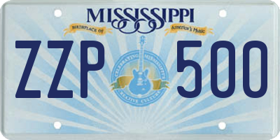 MS license plate ZZP500