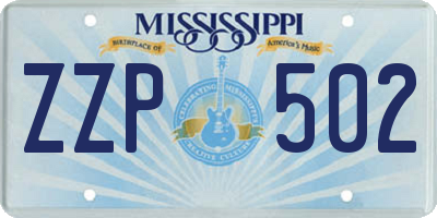 MS license plate ZZP502