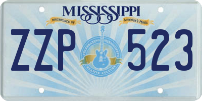 MS license plate ZZP523