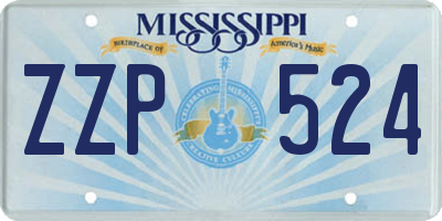 MS license plate ZZP524