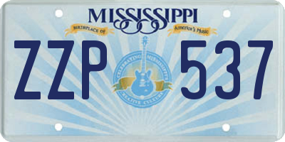 MS license plate ZZP537