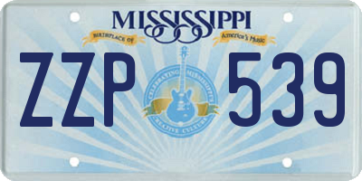 MS license plate ZZP539