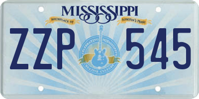 MS license plate ZZP545