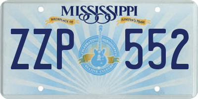 MS license plate ZZP552