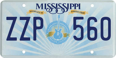 MS license plate ZZP560