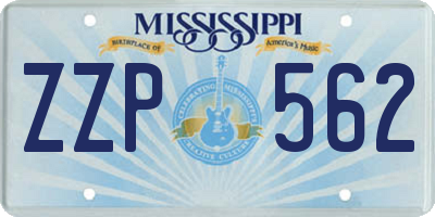 MS license plate ZZP562