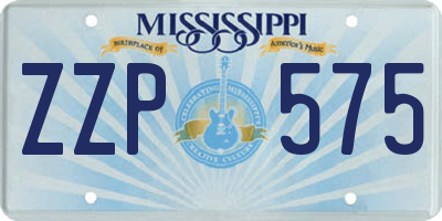 MS license plate ZZP575