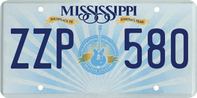 MS license plate ZZP580