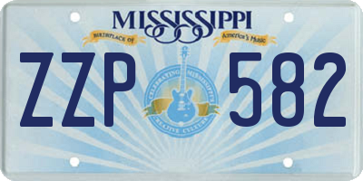 MS license plate ZZP582