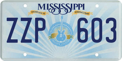 MS license plate ZZP603