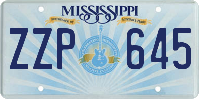 MS license plate ZZP645