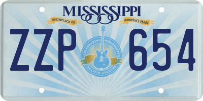 MS license plate ZZP654