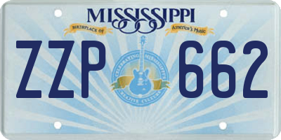 MS license plate ZZP662