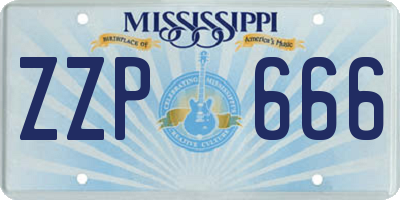 MS license plate ZZP666