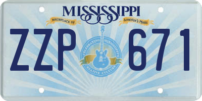 MS license plate ZZP671