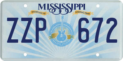 MS license plate ZZP672
