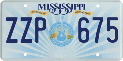MS license plate ZZP675