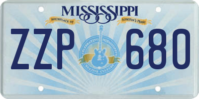 MS license plate ZZP680