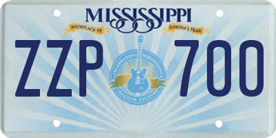 MS license plate ZZP700