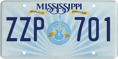 MS license plate ZZP701