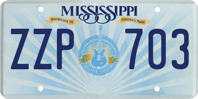 MS license plate ZZP703